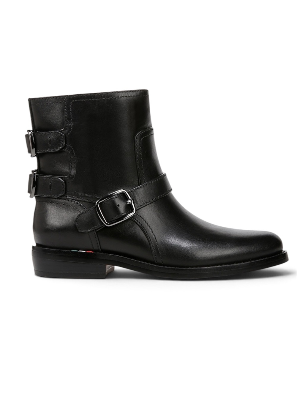 Franco Sarto Prina Black Leather Women's Moto Ankle Boots with Buckles Size 8